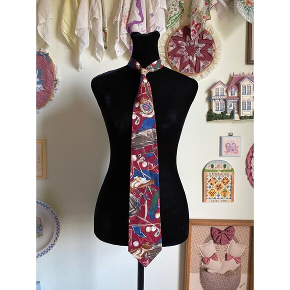 Vintage Other - 90's VTG Tango by Max Raab golf club & golf motif burgundy necktie
